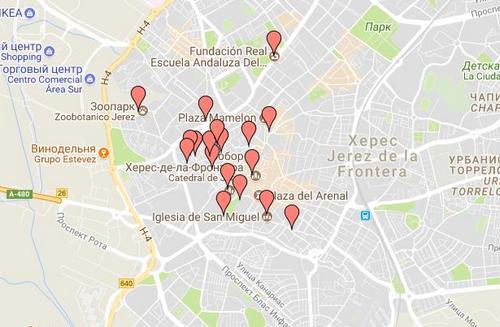 Карта экскурсии по Херес де ла Фронтера